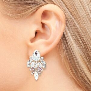 Silver Gem Statement Earrings